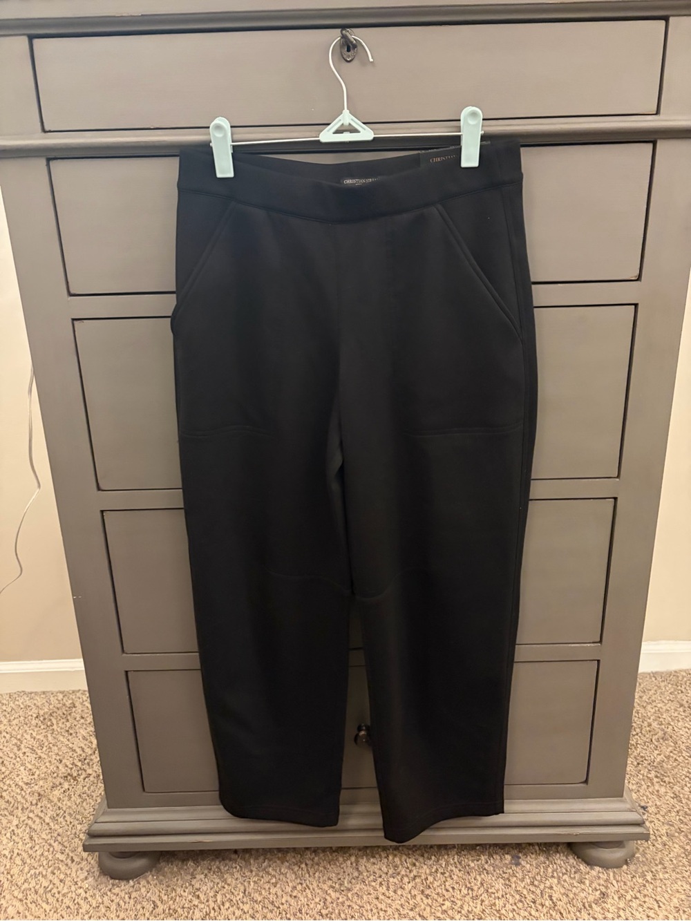 Black Christian Siriano barrel leg pants, size S, NWT
